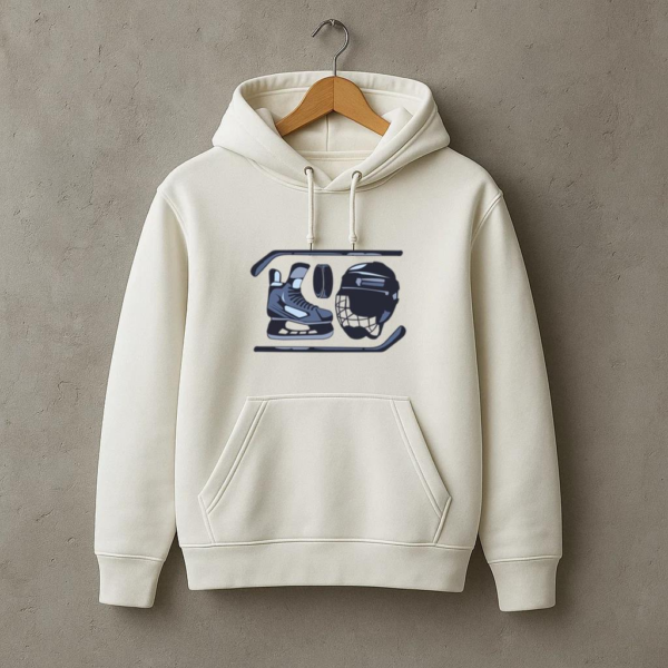 Ice Hockey Sticks And Elements Illustration Hoodie - Image 3
