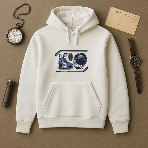 Ice Hockey Sticks And Elements Illustration Hoodie - Image 2