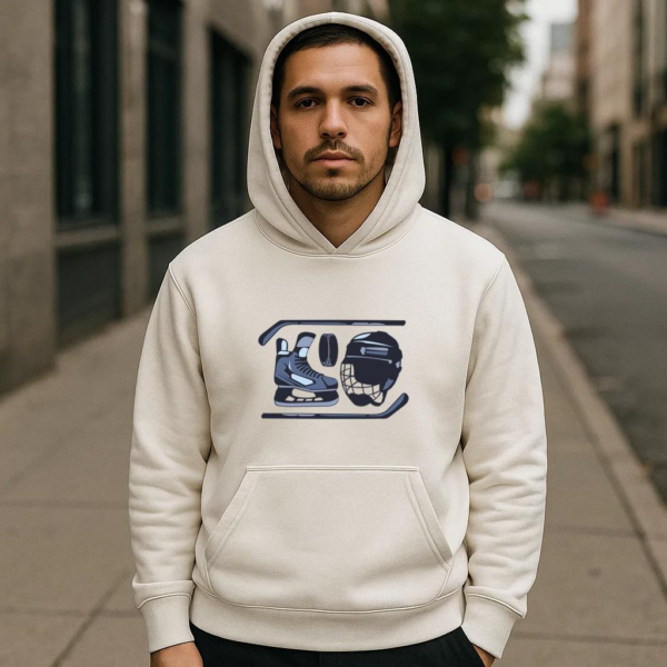 Ice Hockey Sticks And Elements Illustration Hoodie - Image 4