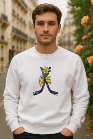 Ice Hockey Sticks With Flowers Color Stroke Sweatshirt