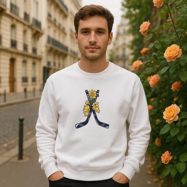Ice Hockey Sticks With Flowers Color Stroke Sweatshirt