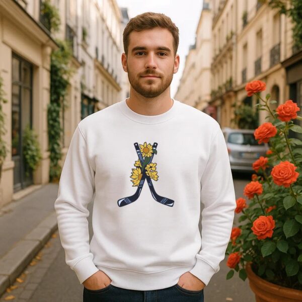 Ice Hockey Sticks With Flowers Color Stroke Sweatshirt - Image 2