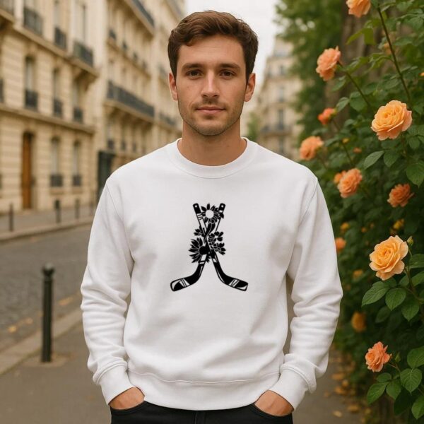 Ice Hockey Sticks With Flowers High Contrast Sweatshirt