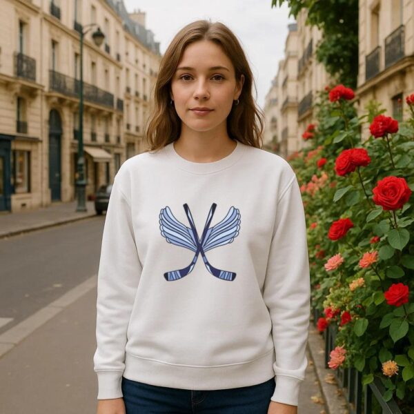 Ice Hockey Sticks With Wings Illustration Sweatshirt - Image 3