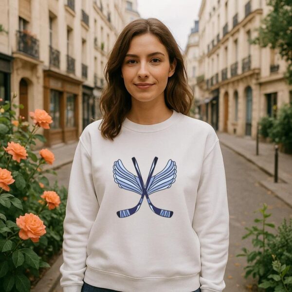 Ice Hockey Sticks With Wings Illustration Sweatshirt - Image 4