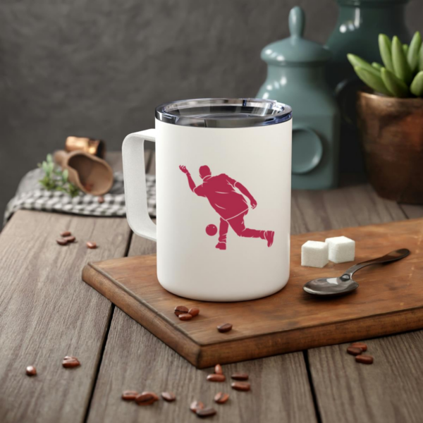 Man Bowling And Ball Silhouette Insulated Coffee Mug 10oz - Image 2