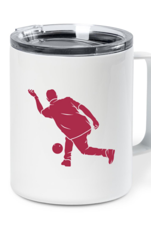Man Bowling And Ball Silhouette Insulated Coffee Mug 10oz