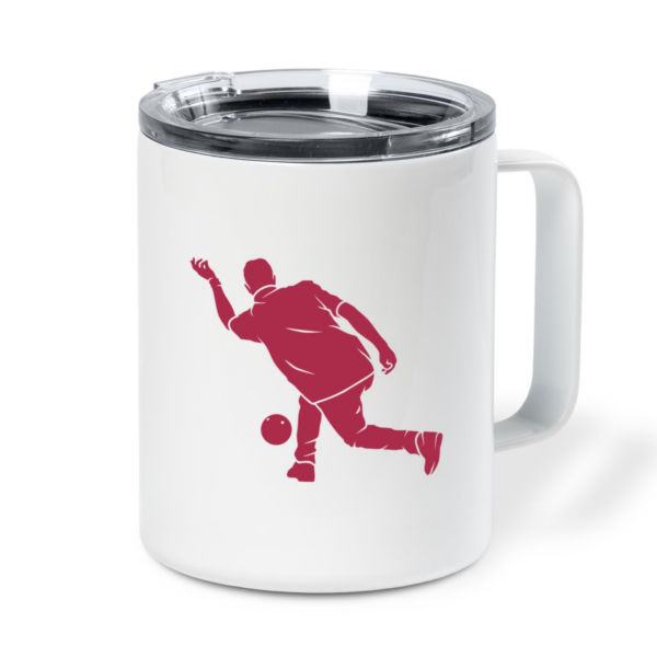 Man Bowling And Ball Silhouette Insulated Coffee Mug 10oz