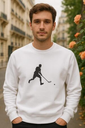 Man Playing Hockey Silhouette Sweatshirt