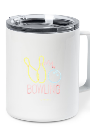 Neon Bowling Sign Black Insulated Coffee Mug 10oz
