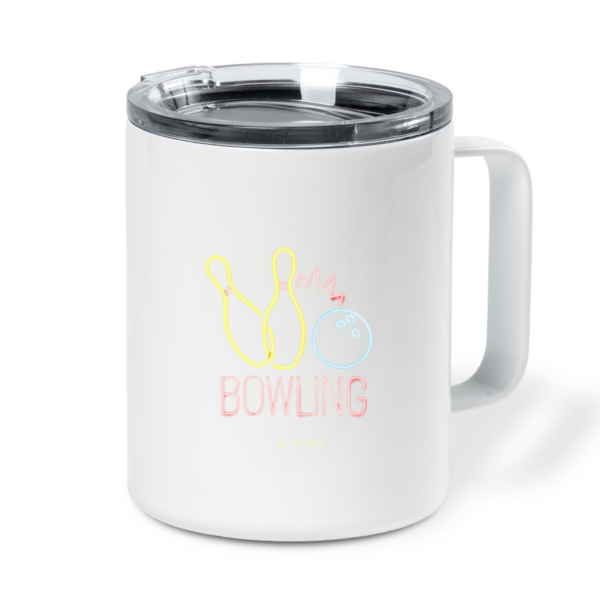 Neon Bowling Sign Black Insulated Coffee Mug 10oz