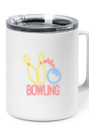 Neon Bowling Sign Insulated Coffee Mug 10oz