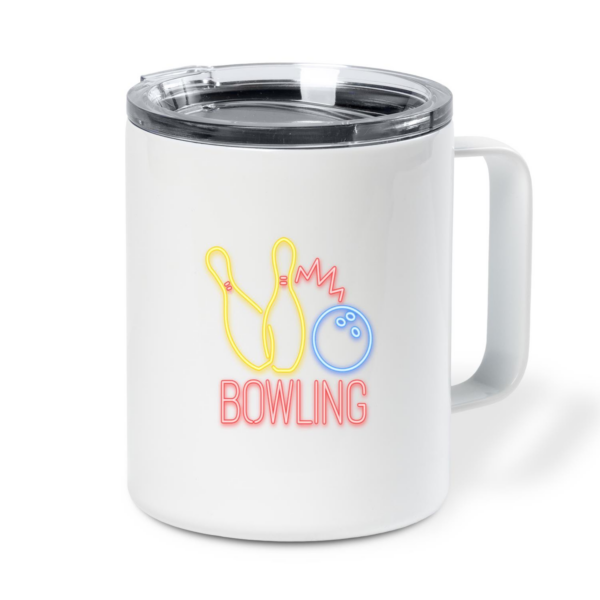 Neon Bowling Sign Insulated Coffee Mug 10oz