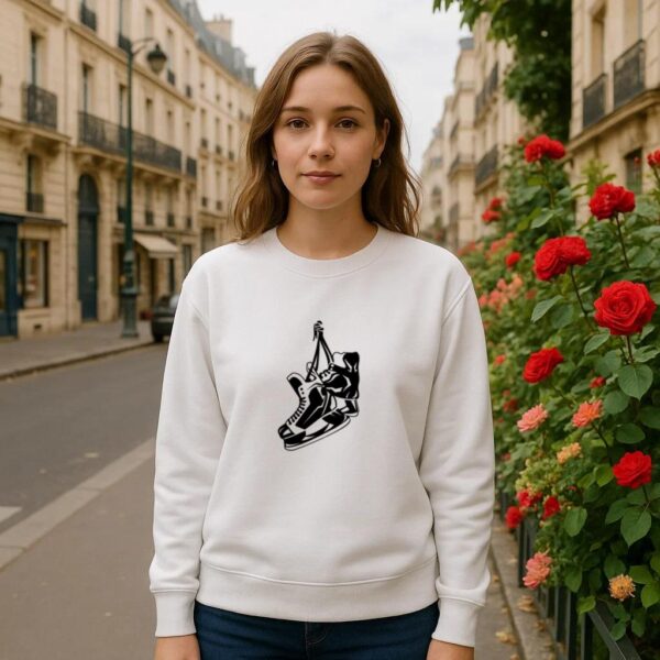 Pair Of Ice Hockey Skates High Contrast Sweatshirt - Image 3