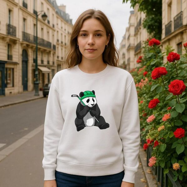 Panda Ice Hockey Stick Sports Sweatshirt - Image 3
