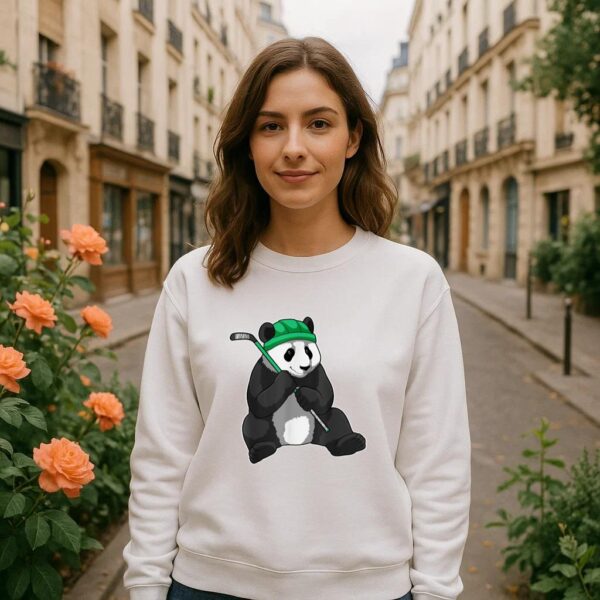 Panda Ice Hockey Stick Sports Sweatshirt - Image 4