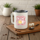 Pink And Yellow Bowling Design Insulated Coffee Mug 10oz