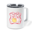 Pink And Yellow Bowling Design Insulated Coffee Mug 10oz