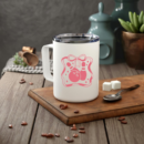 Pink Bowling Ball Design Insulated Coffee Mug 10oz