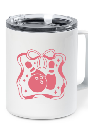 Pink Bowling Ball Design Insulated Coffee Mug 10oz