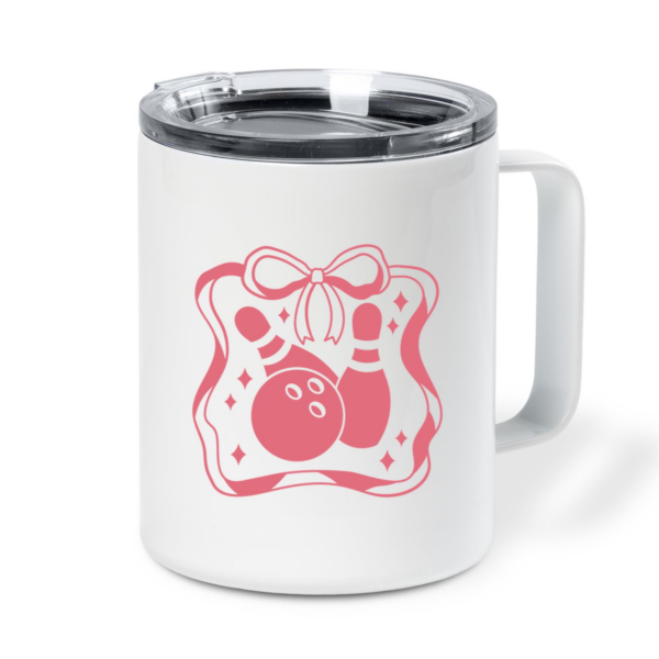 Pink Bowling Ball Design Insulated Coffee Mug 10oz