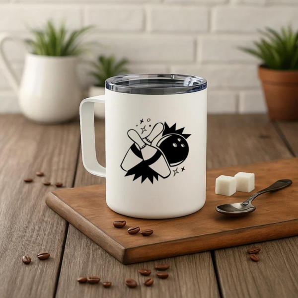 Pins Hit Filled Stroke Bowling Insulated Coffee Mug 10oz - Image 3
