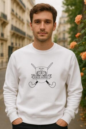 Play On Field Hockey Stick Helmet Badge Stroke Sweatshirt