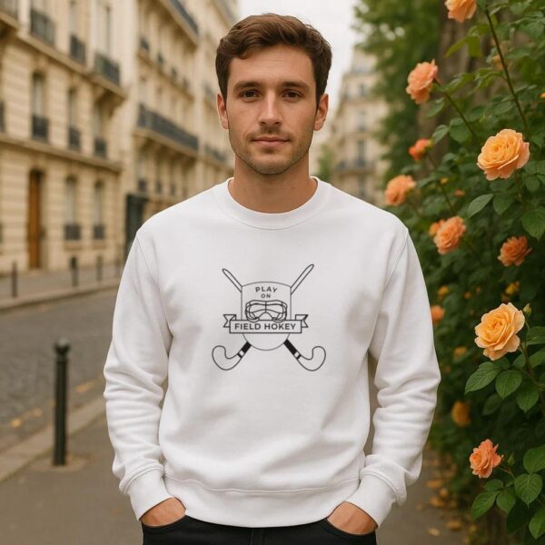 Play On Field Hockey Stick Helmet Badge Stroke Sweatshirt