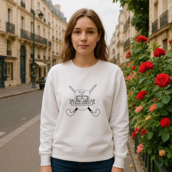 Play On Field Hockey Stick Helmet Badge Stroke Sweatshirt - Image 3