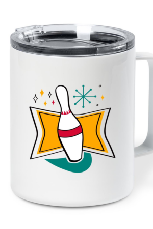 Retro Bowling Pin Insulated Coffee Mug 10oz