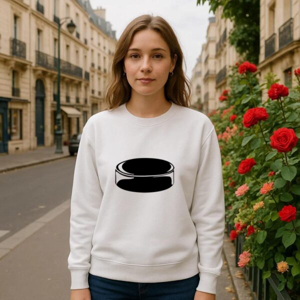 Simple Hockey Puck High Contrast Sweatshirt - Image 3