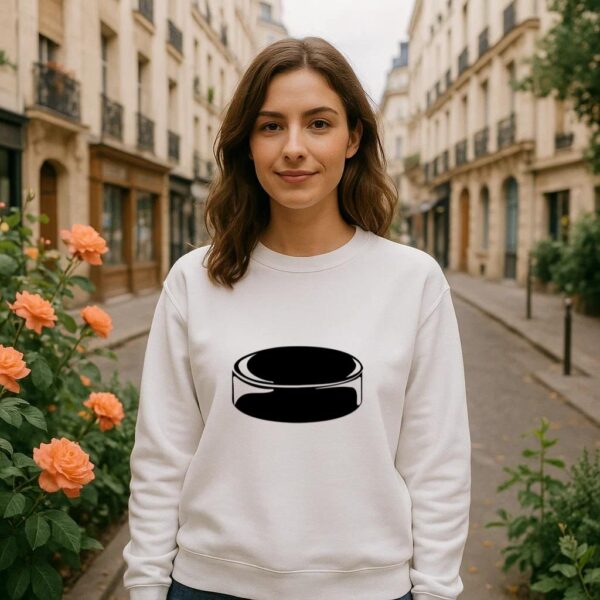 Simple Hockey Puck High Contrast Sweatshirt - Image 4