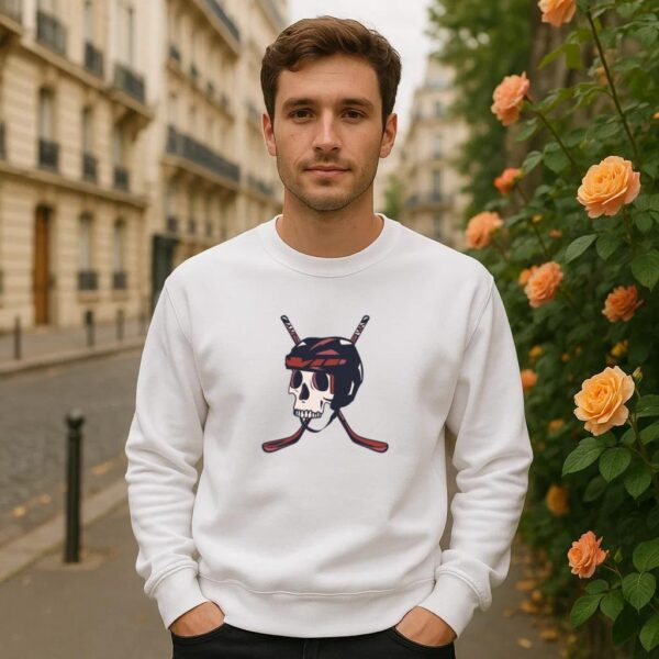 Skull With Hockey Helmet And Sticks Illustration Sweatshirt