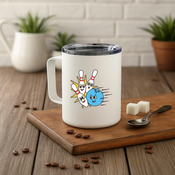 Spare Retro Cartoon Bowling Insulated Coffee Mug 10oz - Image 3