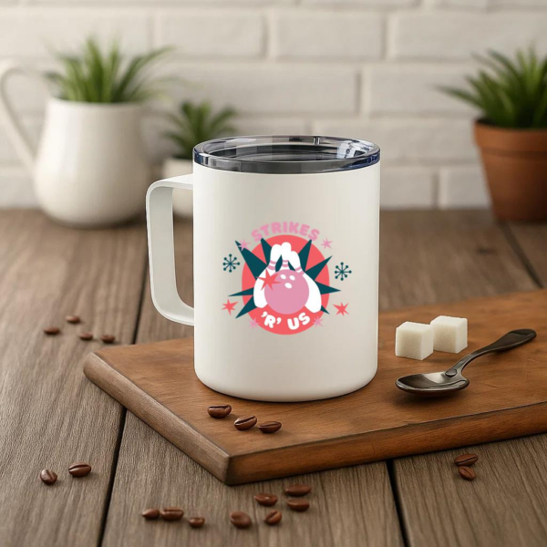 Strikes R Us Bowling Logo Insulated Coffee Mug 10oz - Image 3