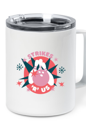 Strikes R Us Bowling Logo Insulated Coffee Mug 10oz