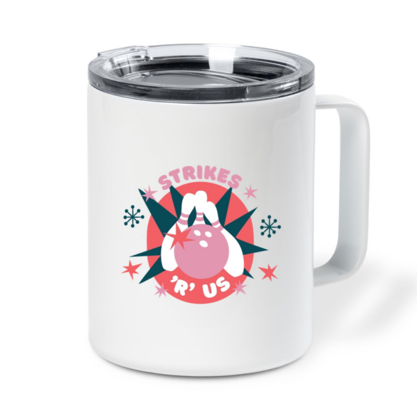 Strikes R Us Bowling Logo Insulated Coffee Mug 10oz