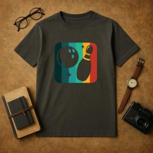 Bowling Ball And Pin Retro Icon T-Shirt