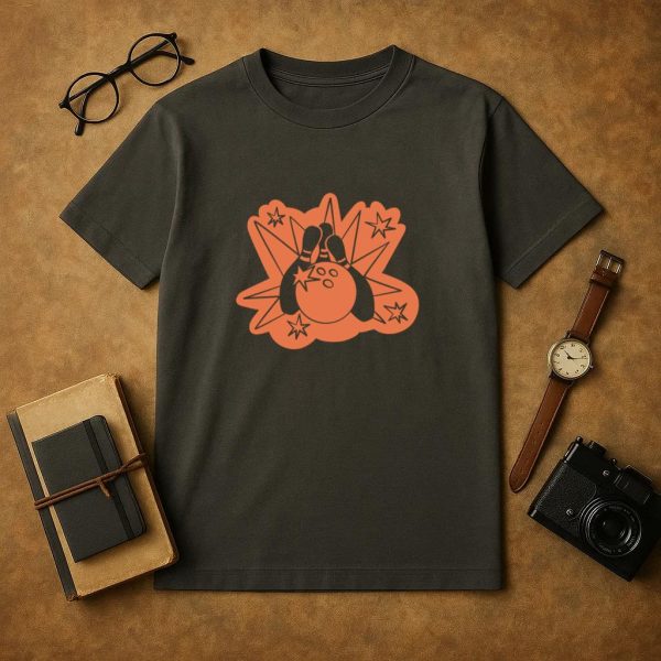 Bowling Cut Out Retro Ball And Pins T-Shirt