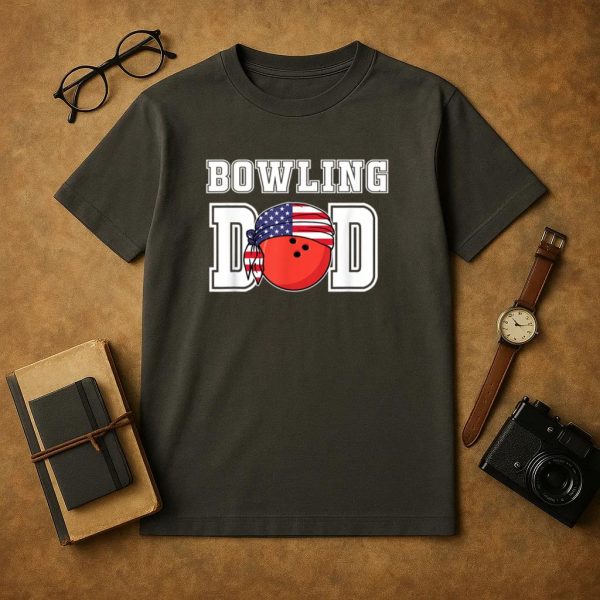 Bowling Dad Fathers American Flag T-Shirt