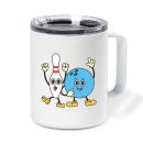 Bowling Retro Cartoon Ball And Pins Insulated Coffee Mug 10oz