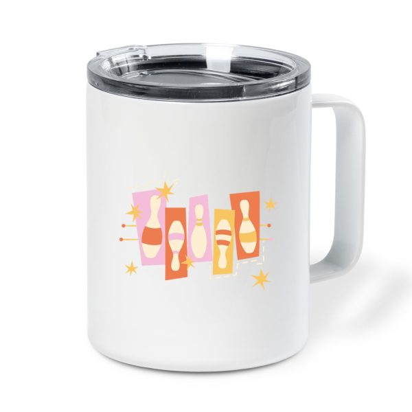 Bowling Retro Flat Pins Insulated Coffee Mug 10oz