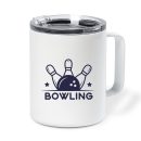 Bowling Sport Badge Insulated Coffee Mug 10oz