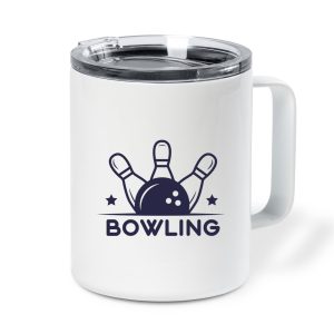 Bowling Sport Badge Insulated Coffee Mug 10oz
