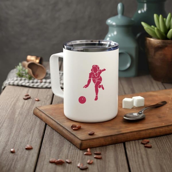 Bowling Woman Silhouette Insulated Coffee Mug 10oz - Image 2