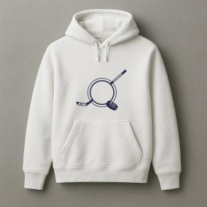 Hockey Stick And Disk Label Cut Out Hoodie