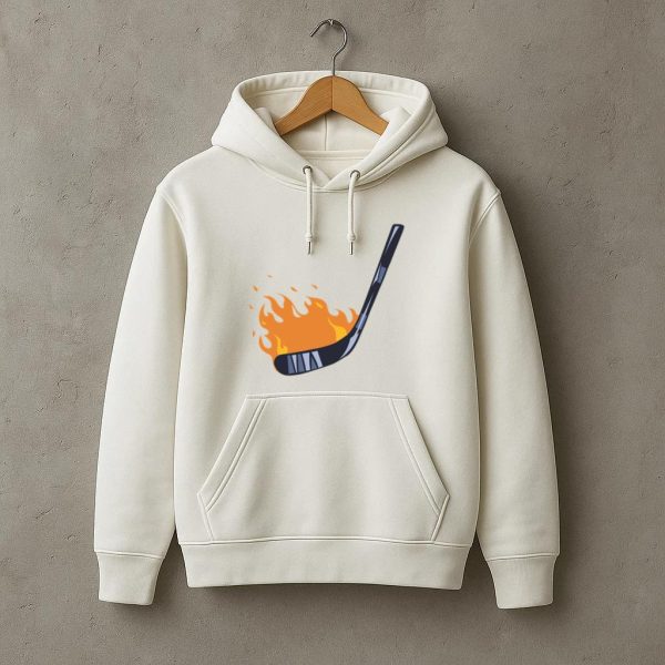 Hockey Stick On Fire Illustration Hoodie - Image 3
