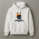 Ice Hockey Helmet And Sticks On Fire Hoodie