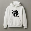 Ice Hockey Helmet On Fire High Contrast Hoodie
