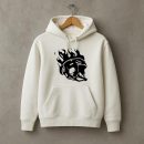 Ice Hockey Helmet On Fire High Contrast Hoodie